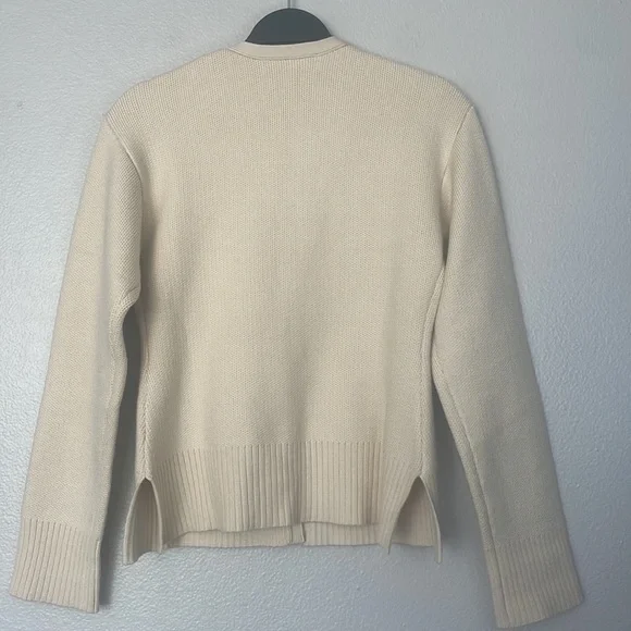 Zara Knit Ribbed Boxy Cardigan Jacket Cream Size Small - Picture 7 of 7